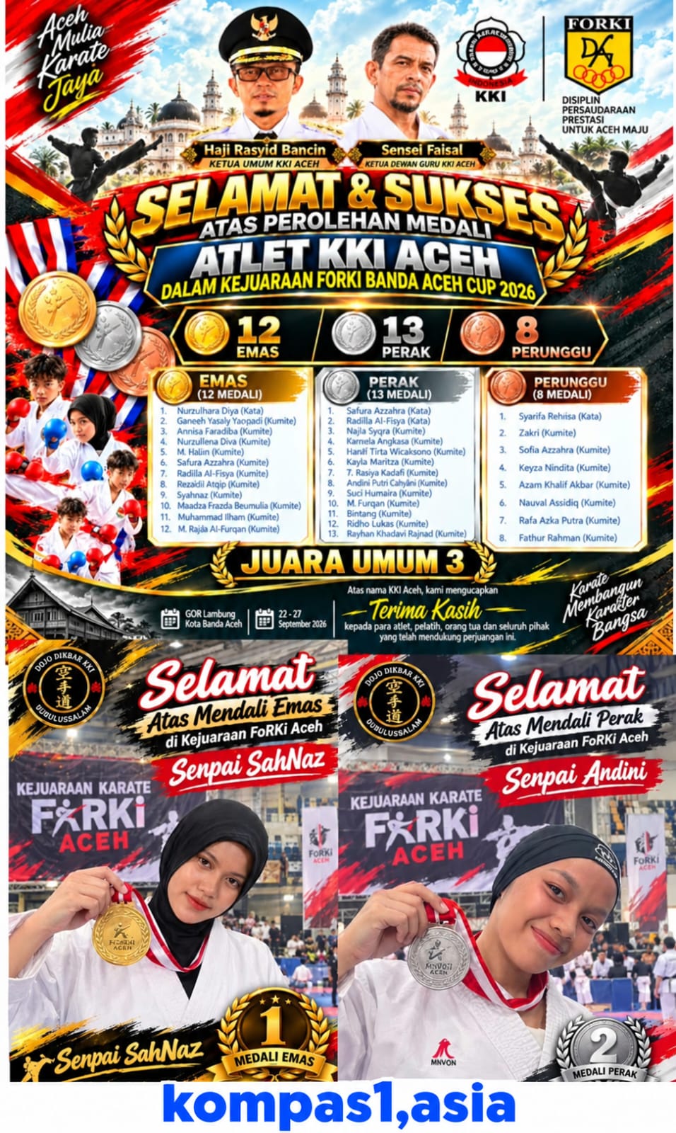 KKI Aceh Sabet 33 Medali di FORKI Aceh Cup 2026, Dua Atlet Subulussalam Turut Bersinar